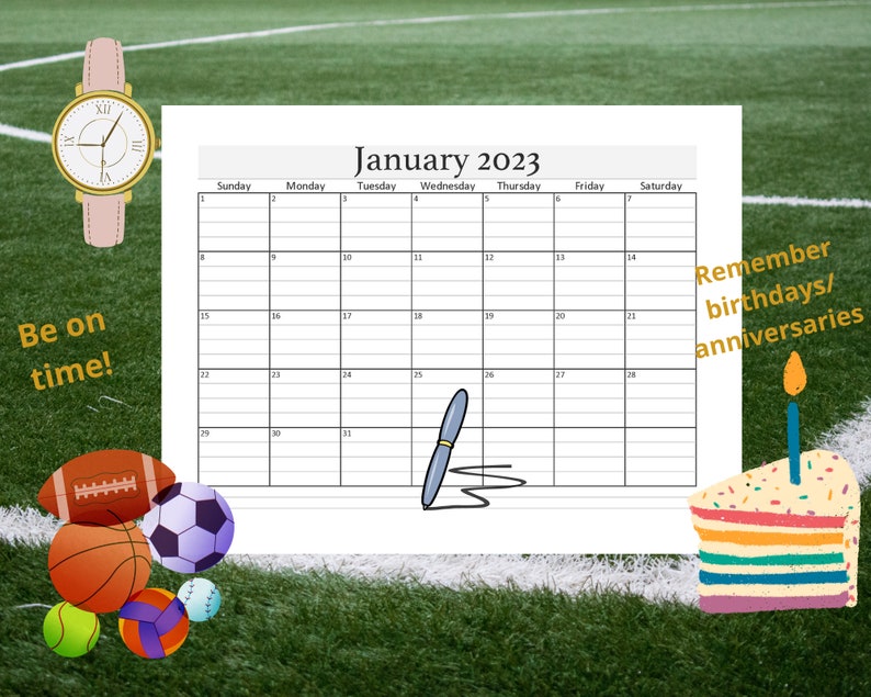 2023 Lined Calendar Printable 2023 Calendar Jan dec 2023 Etsy UK