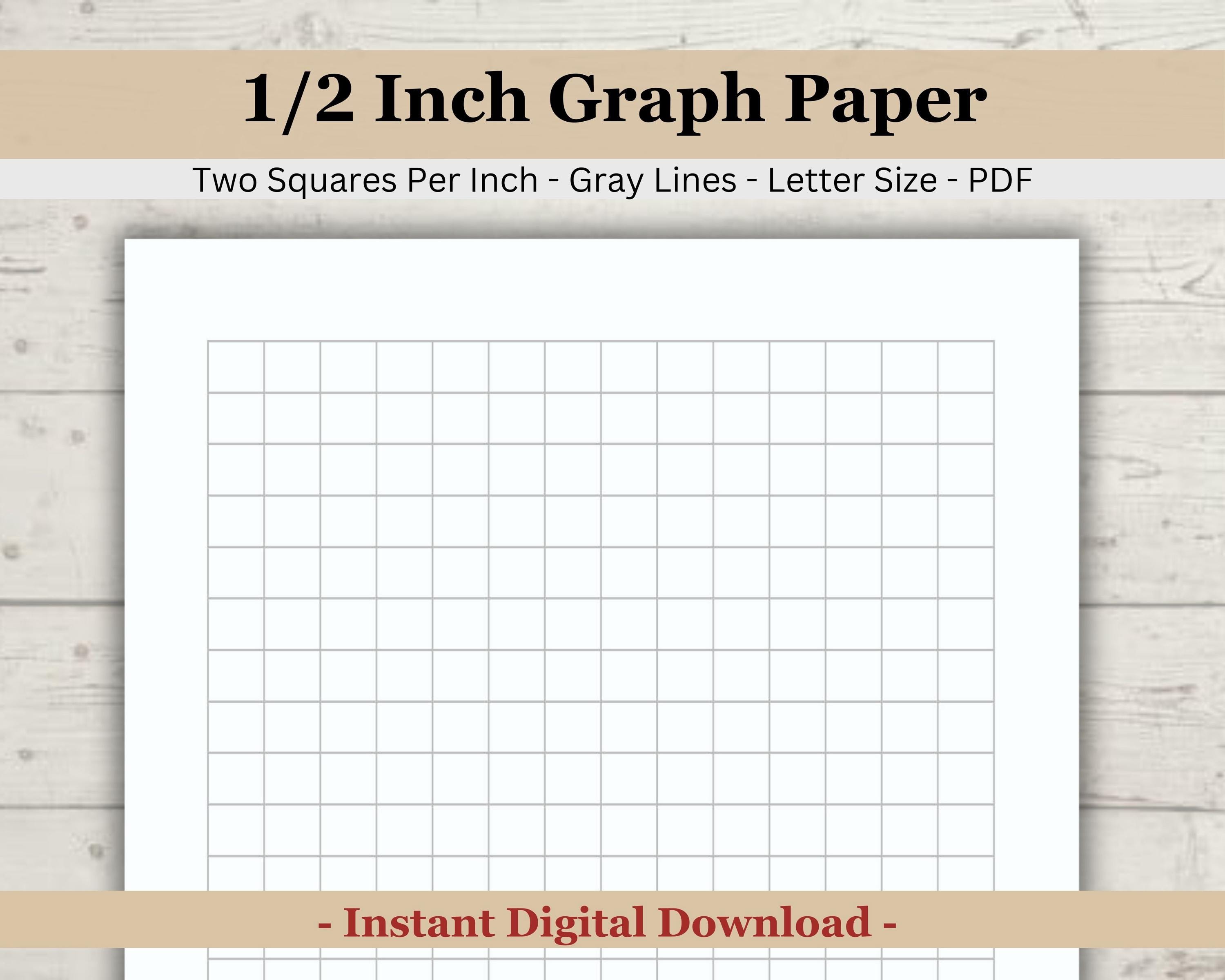 printable half inch (.50 inch) graph paper, two squares per inch