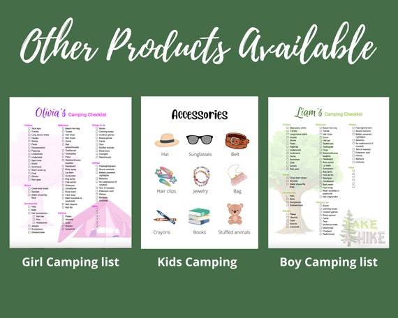 Camping Checklist Editable, Teen Boy Camping List, Camp Checklist