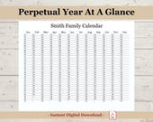 Printable Days at a Glance, 365 Day Calendar, Year at a Glance, Birthday Tracker, Anniversary Tracker, Yearly Planning, Digital Calendar