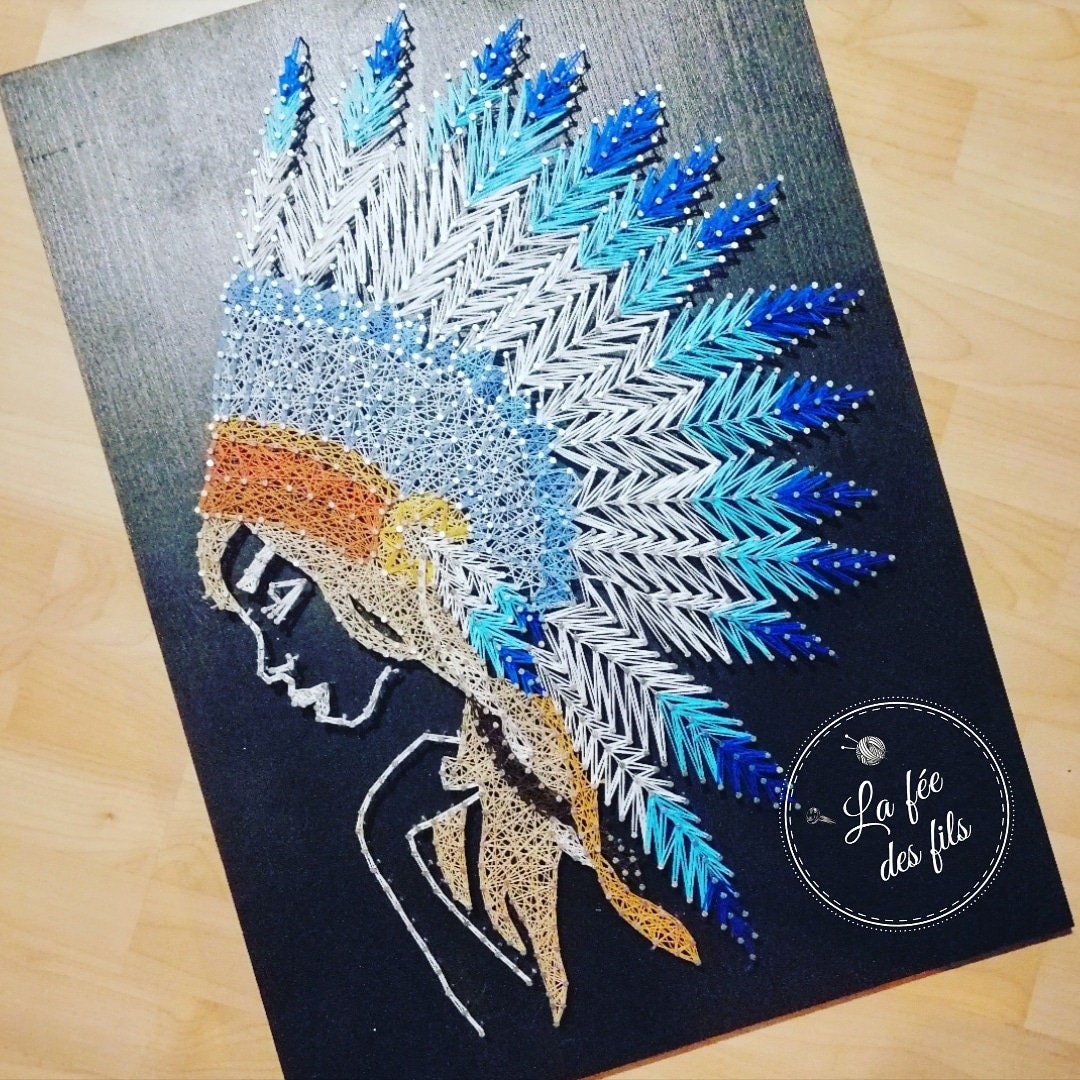 Tableau Femme Indienne String Art