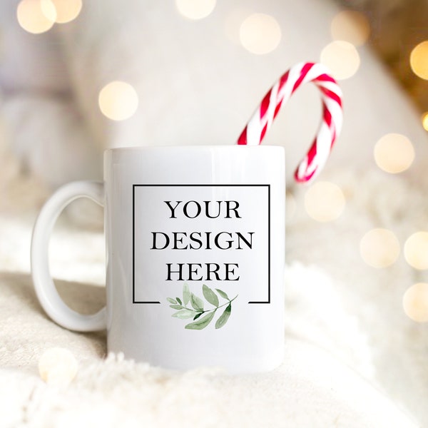 Christmas Mug Mockup | Hot Chocolate Mug Digital | Winter Coffee Cup | Tasse Cafe Template |