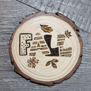 Live Edge Wood Coasters - Hand Burned Fall Themed