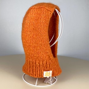 Balaclava Hood | Burned Orange | Knitted hood made of alpaca & merino wool | Hand-knitted one-of-a-kind piece made of wool