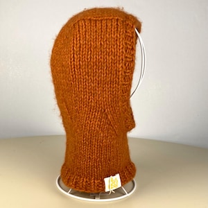 Balaclava | Burned Orange | Fluffy knitted hood made of wool & cotton | Hand-knitted one-of-a-kind piece for the cold winter