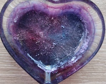 Heart jewelry dish in galaxy effect resin, Galaxy, starry night