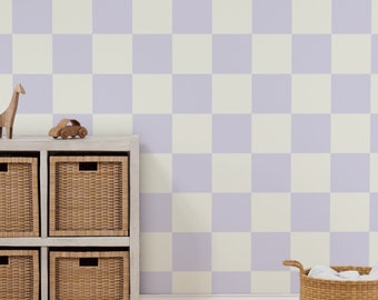 Purple Checkerboard Peel and Stick Wallpaper: Nursery Accent Wall