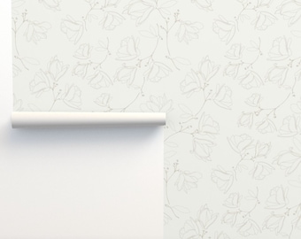 Papel pintado minimalista con líneas florales, beige, autoadhesivo, decoración bohemia