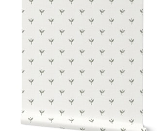 Delicate Wildflower Wallpaper, Sage Green Botanical Nursery Wallpaper, Cottagecore Floral Peel and Stick Wallpaper