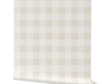 Neutral plaid Wallpaper Peel and Stick, Beige Gingham Farmhouse Wallpaper for Nursery and Cottage Accent Walls