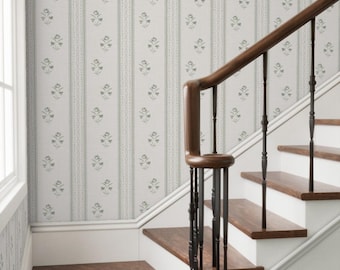Sage Green Botanical Wallpaper: Cottagecore Peel & Stick, Vintage Accent Decor
