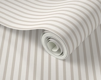 Beige Stripe Peel and Stick Wallpaper – Removable Vertical Wall Mural for Nursery, Bedroom, Bathroom – Modern Neutral Wall Décor