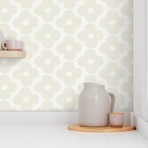 Removable Self Adhesive Wallpaper Roll, Floral Wallpaper Neutral, Neutral Wallpaper, Neutral Living Room Decor, Boho Nursery Wallpaper Kids