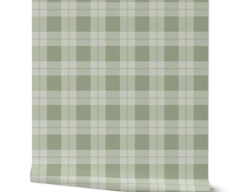 Sage Green Gingham Peel and Stick Wallpaper, Farmhouse Nursery