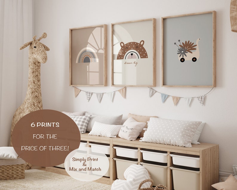Nursery Prints, Boy Nursery Prints, Boho Bedroom Wall Art, Kids Room ...