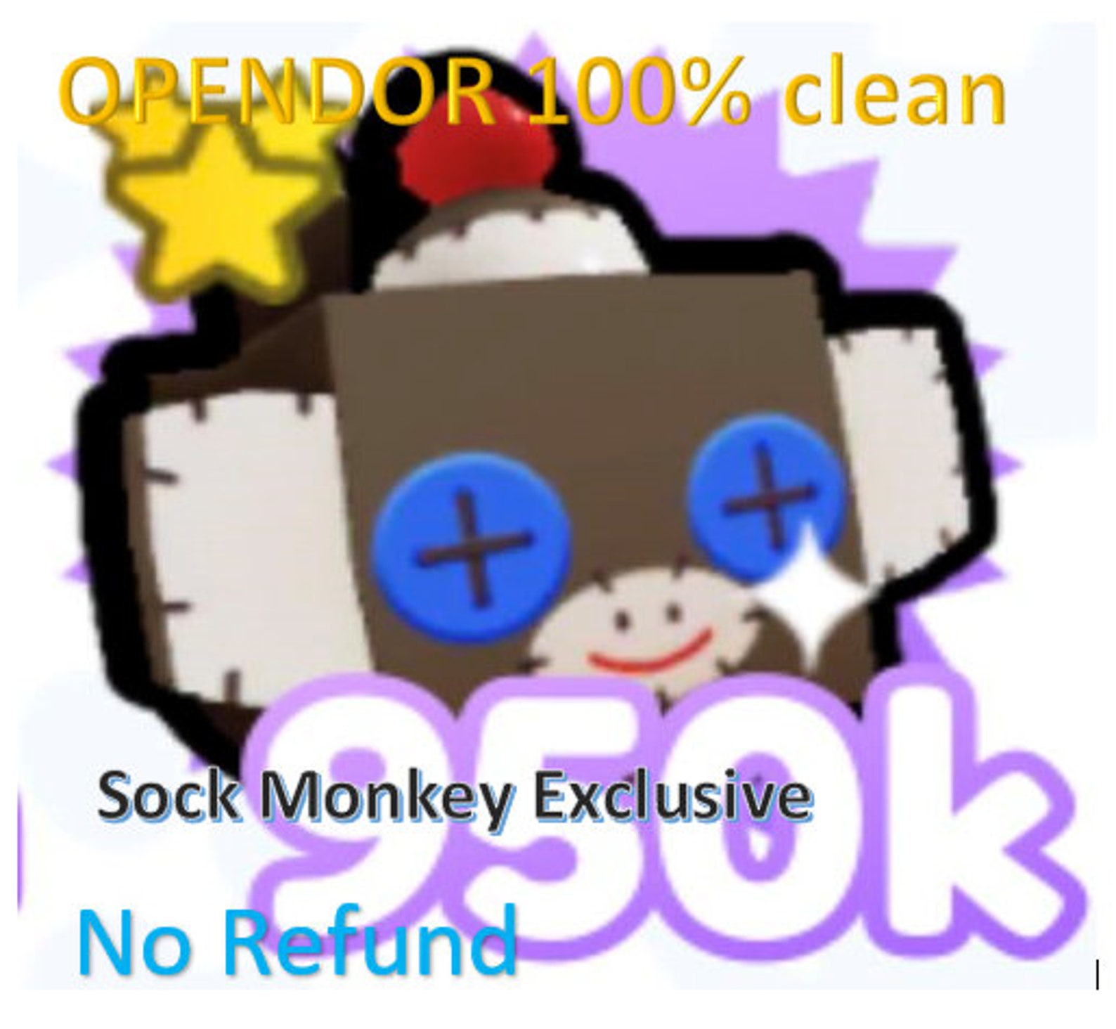 Pet Simulator X Sock Monkey Exclusive 100 Clean Etsy