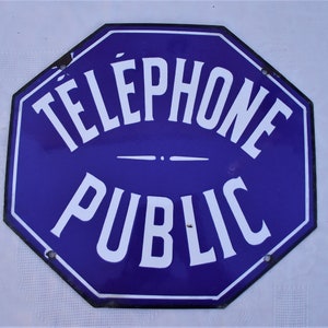Vintage French Enamel Sign - Public Telephone