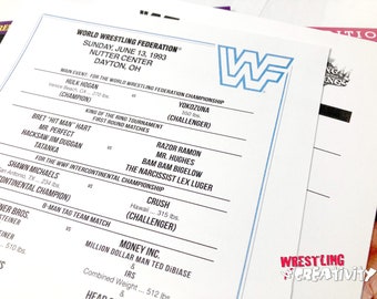 WWF Lineup Sheet Orlando 1/10/93 1993 Program Magazine 209 Shawn