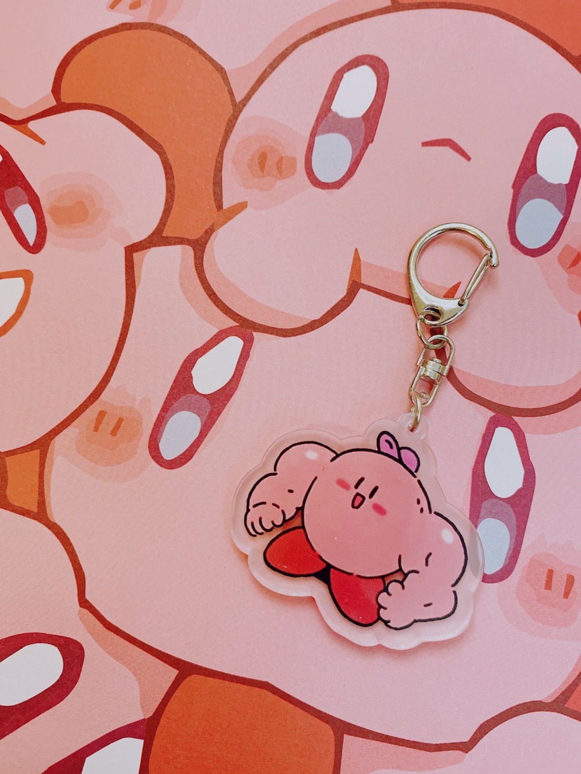 Muscle Kirby Keychain Etsy
