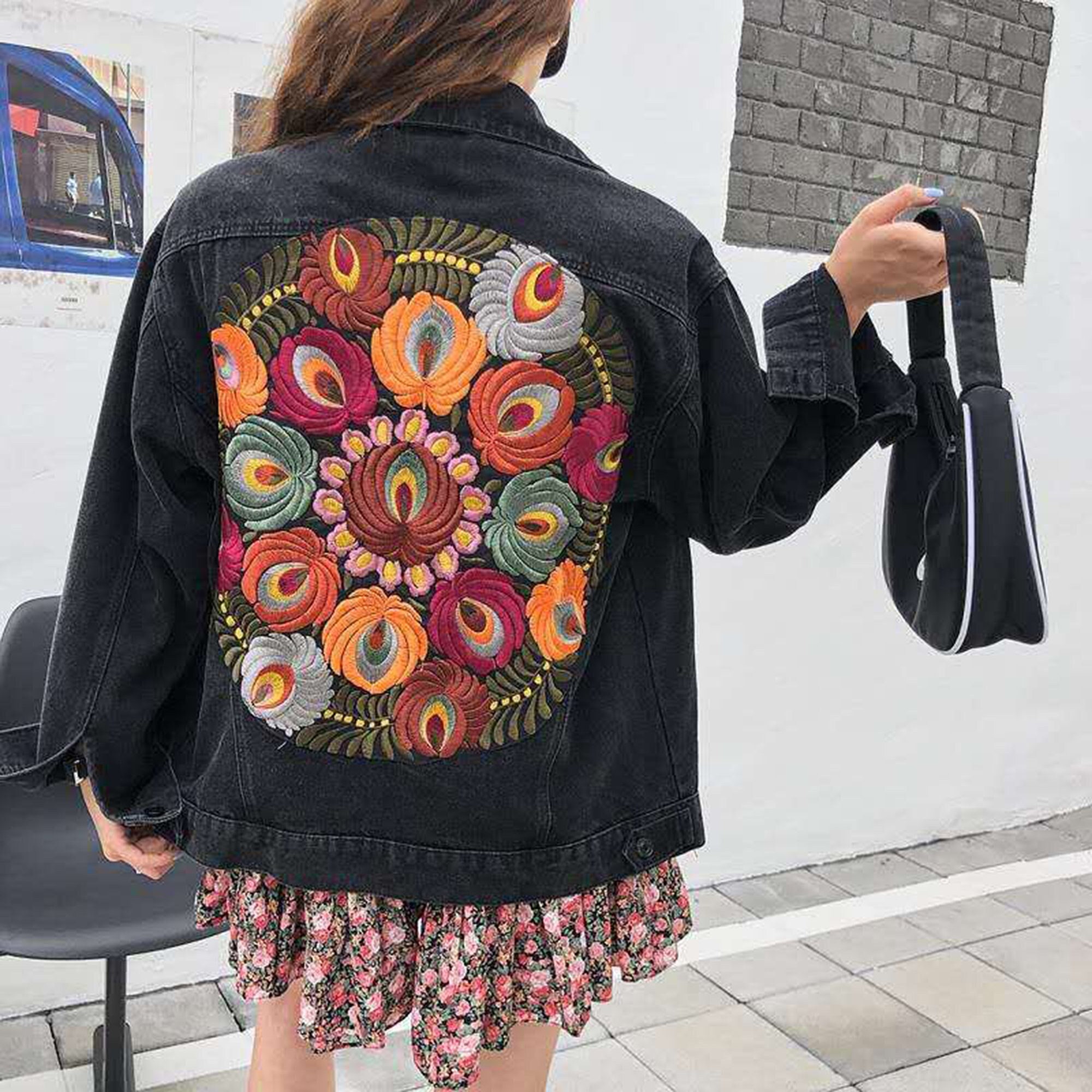 Embroidered Denim Jacket - Etsy Canada