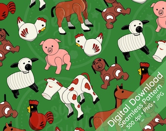A Familiar Little Farm - Seamless Repeat Pattern | Fabric /Digital or Printable Paper/ Sublimation Kindle Case Insert