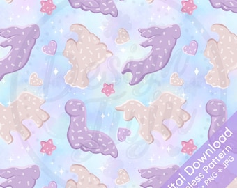 Mythical Animal Frosted Cookies Seamless Repeat Pattern for Fabric /Digital or Printable Paper/ Sublimation -Unicorn Mermaid Dragon Pastel