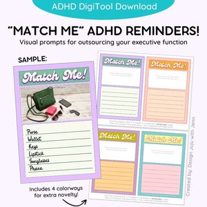 Visuele checklist ADHD: 'Match Me'-prompts voor tieners en volwassenen (digitale download)