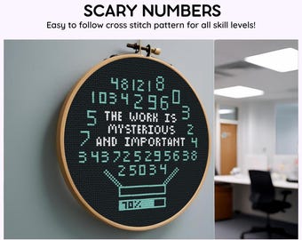 Scary Numbers Cross Stitch Pattern - Digital Download Printable PDF - Easy Fun Beginner Project