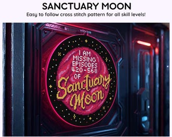 Sanctuary Moon Cross Stitch Pattern - Digital Download Printable PDF - Easy Fun Beginner Project