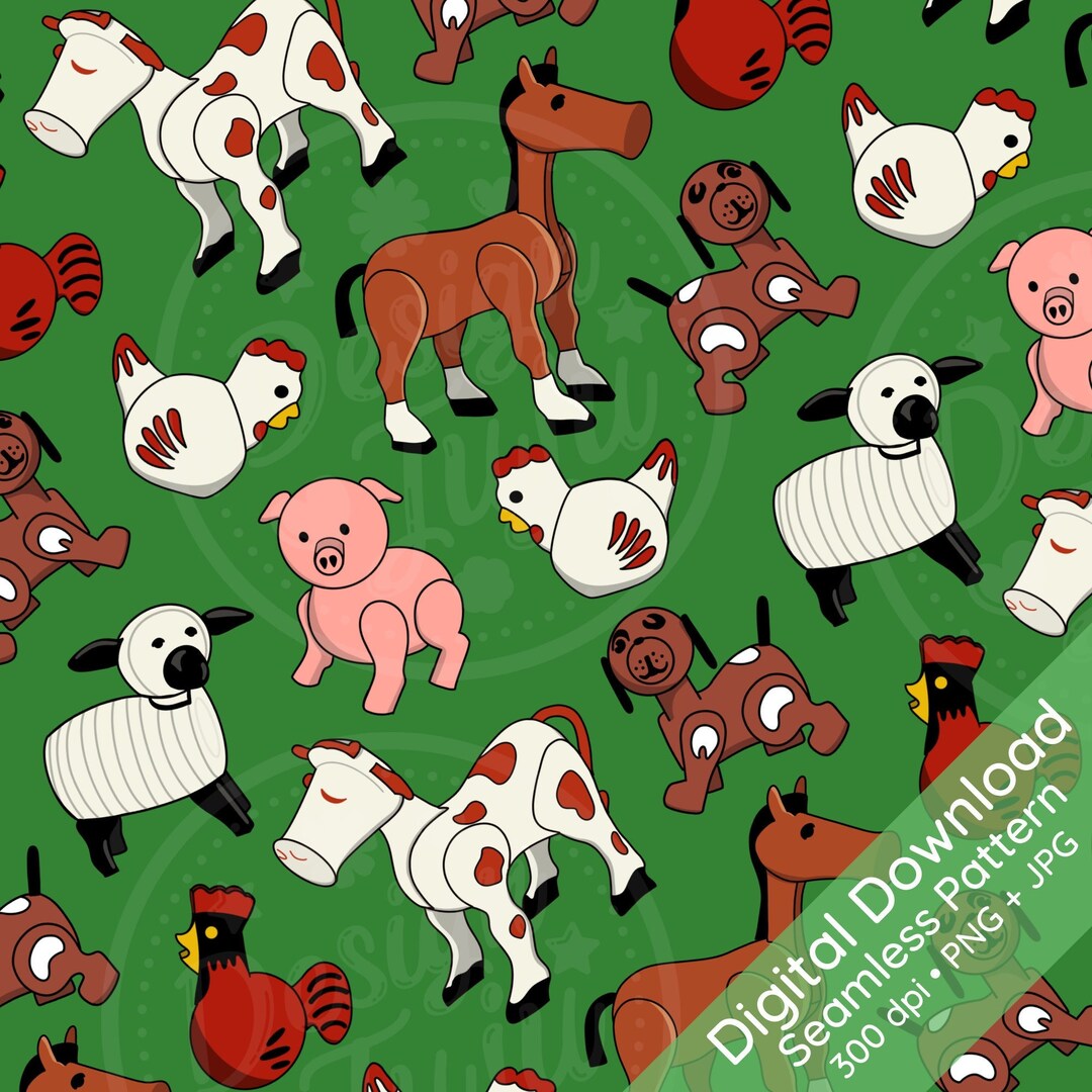 A Familiar Little Farm - Seamless Repeat Pattern | Fabric /digital or ...