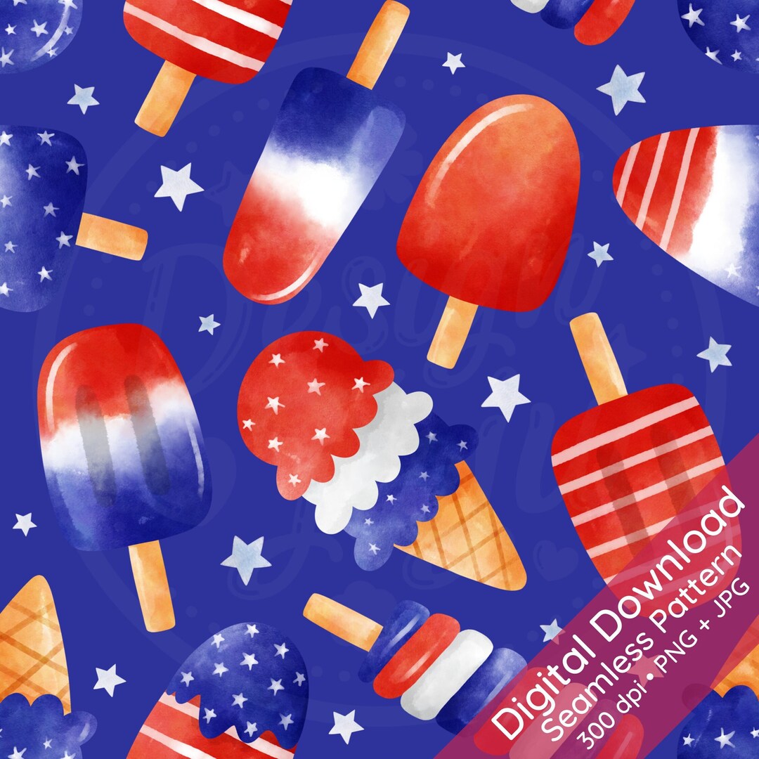 Freedom Pop Patriotic Seamless Repeat Pattern for Fabric /digital