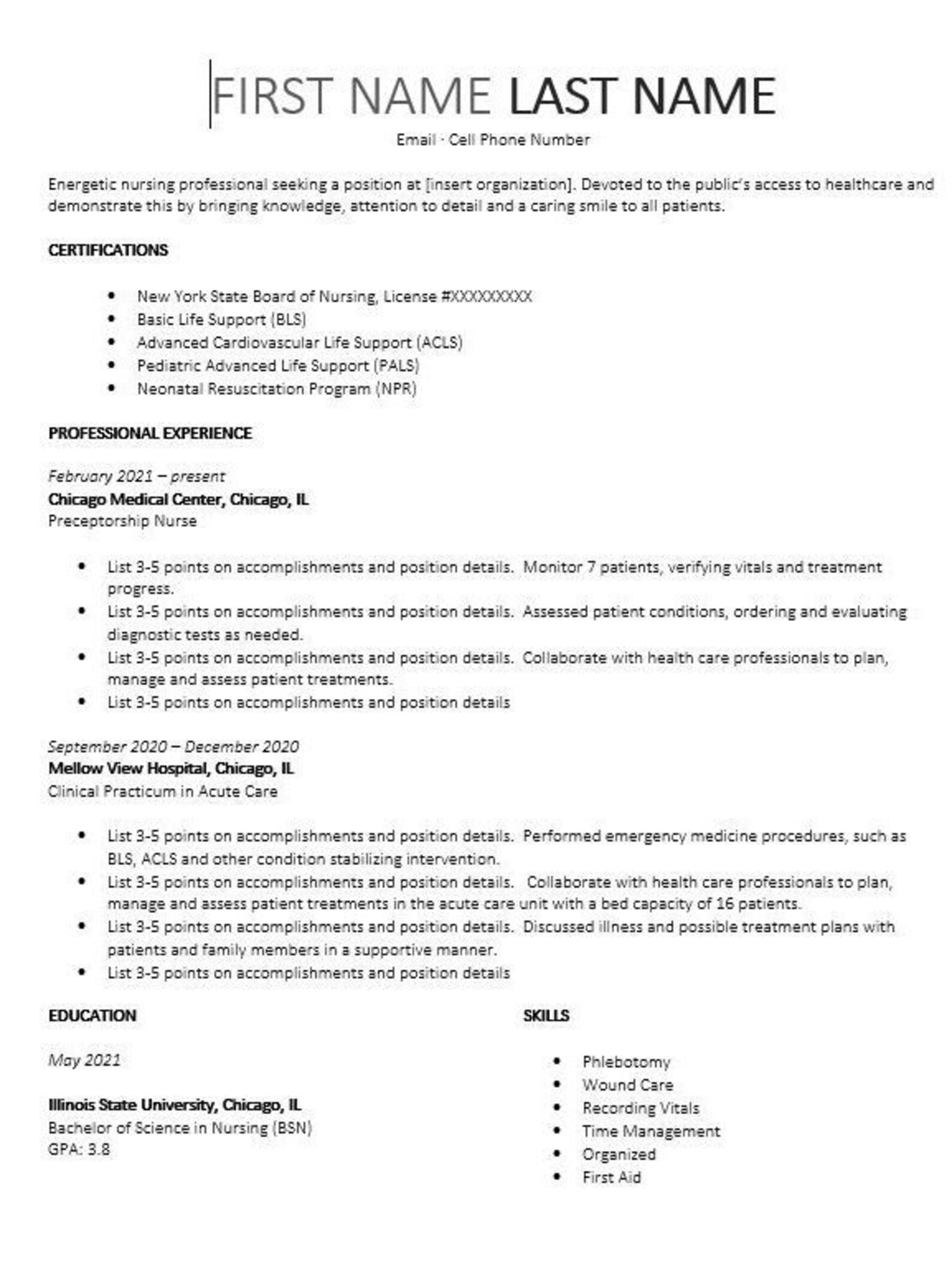Entry Level Nurse Resume Template Nurse Resume New Grad Etsy Canada Entry Level Nurse Resume Template Nurse Resume New Grad Etsy Canada