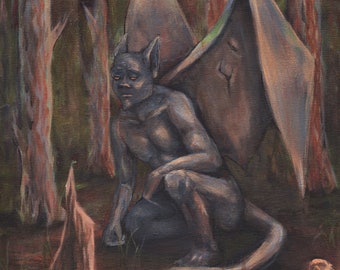 Lament of the Gargoyle - Art Print by Katrina Brott - Fantasy Art