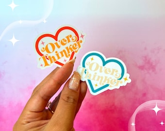 Over Thinker Retro Sticker, Mental Health Sticker, Overthinker, Funny Anxiety Sticker