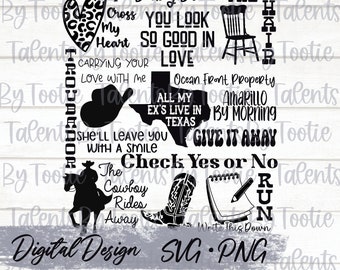 Country Music Cowboy Collage PNG