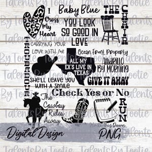 Country Music Cowboy Collage PNG SVG