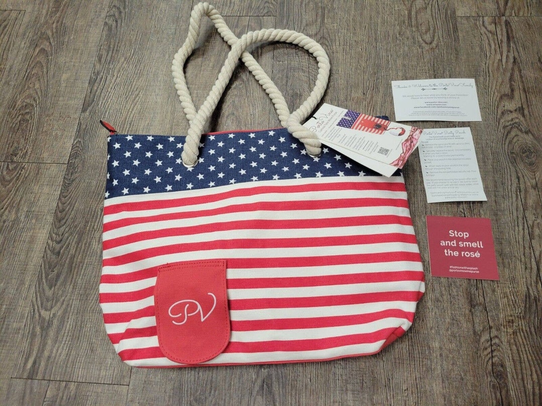 Portovino NWT Tote Beach Bag Canvas Wine Cooler Purse Hidden Etsy