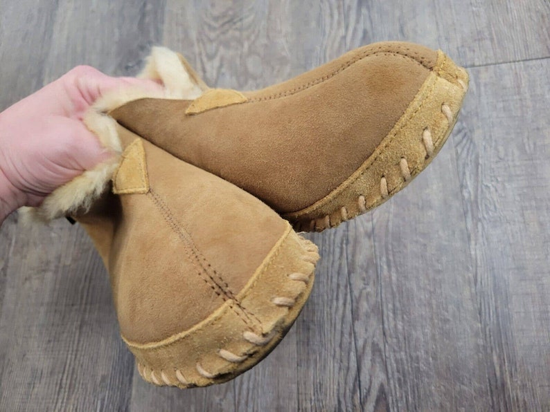 LL Bean Slippers Mens 9D Brown Shearling Lined Wicked Good Etsy