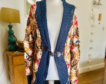 Colorido crochet cardigan patchwork Desigual verano cardigan hippie festival traje boho cardigan vintage verano suéter floral jumper