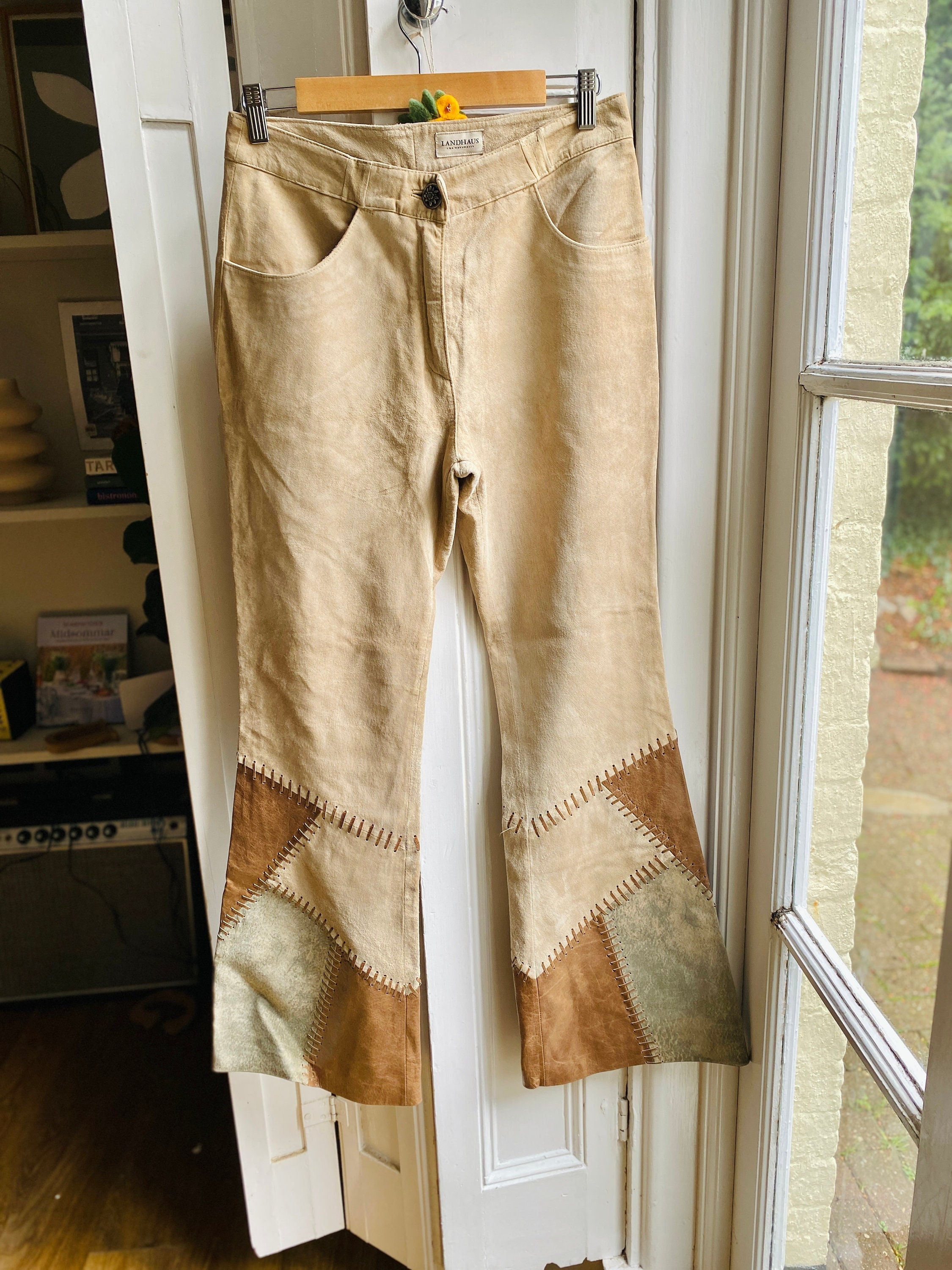 Suede Pants, Women's Size Small 4 USA, Russet Brown 90s Vintage