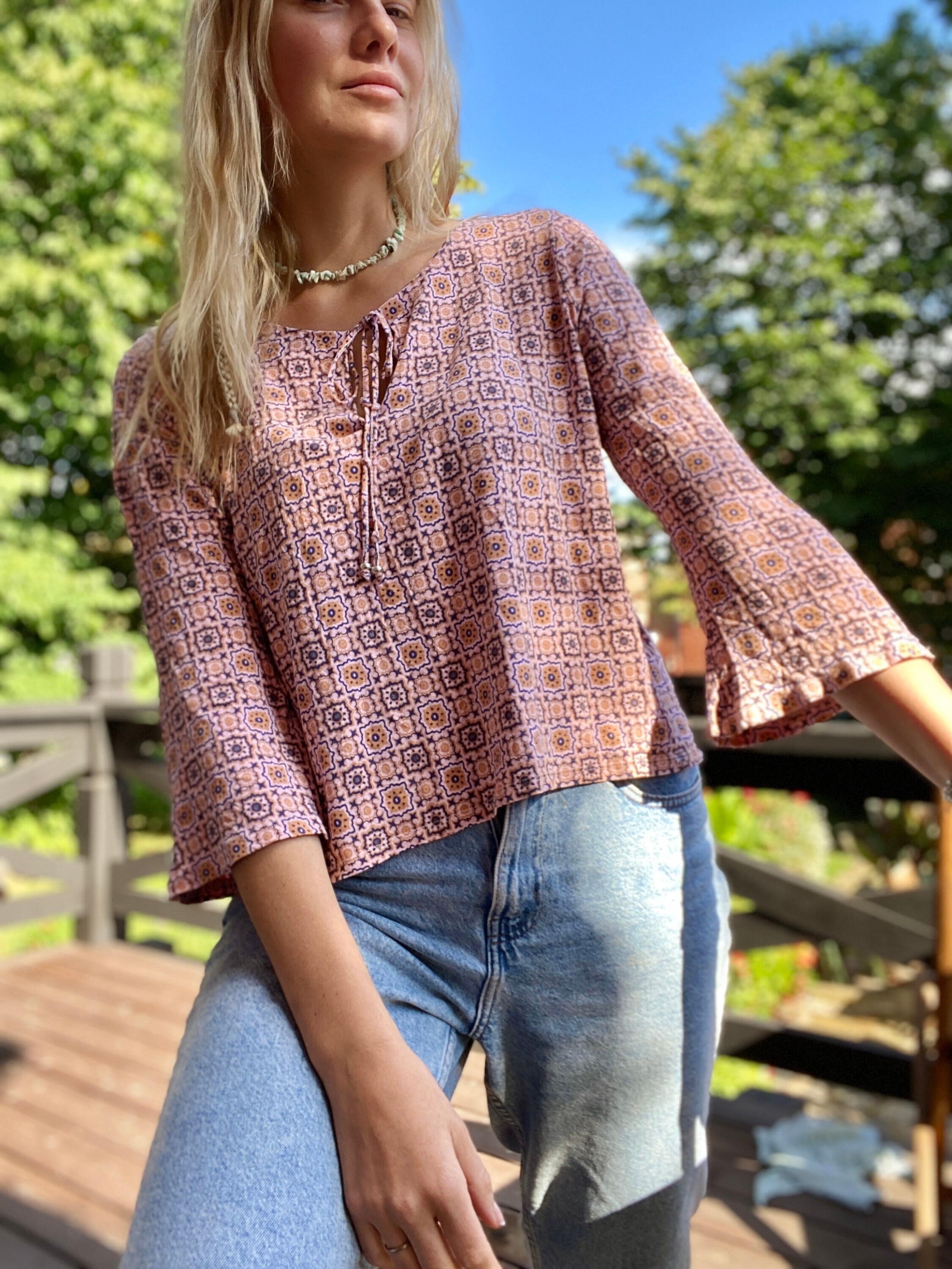 Bell Sleeve Blouse - Etsy UK