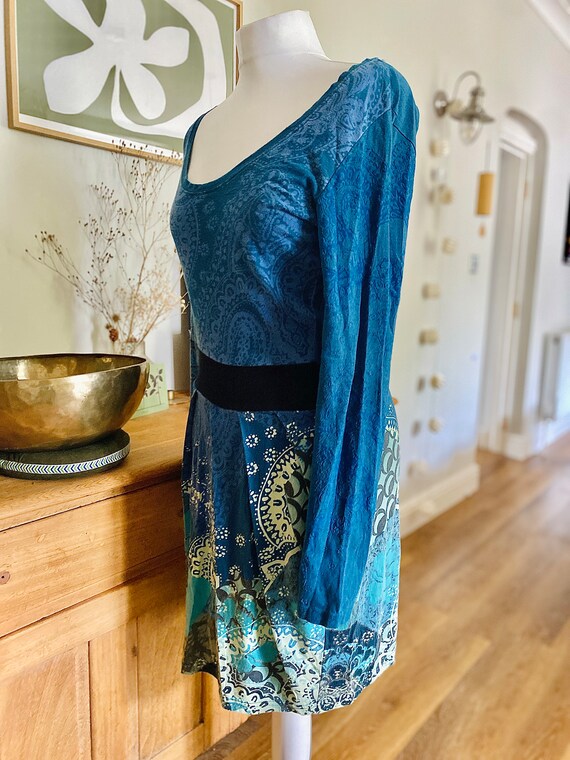 Vintage Desigual Dress Blue Graphic Print Floral … - image 5