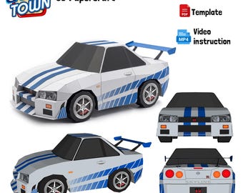SD Papercraft Car Town Style - 1999 Nissan Skyline GT-R 'Fast & Furious'