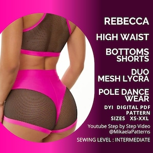 PDF Sewing Pattern Bottoms Shorts Duo Mesh, Pole Dance Wear, XS-XXL, A4/us letter