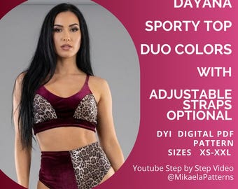 PDF Sewing Pattern Sports Top Duo Colors, Sportswear, Activewear, XS-XXL, A4/us letter/A0