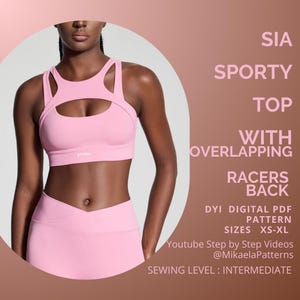 PDF Sporty Top Pattern, SIA Sports Top com sobreposição, PDF Pattern, Sewing Pattern xs- XL, Sports Pattern, Fashion Top Pattern, a4/us Letter