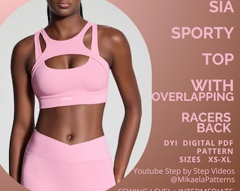 PDF Sporty Top Pattern, SIA Sports Top with Overlapping, Pdf Pattern,Sewing Pattern xs- XL, Sports Pattern,Fashion Top Pattern, a4/us Letter