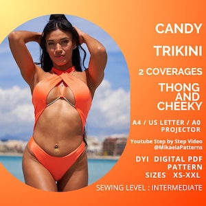PDF naaipatroon voor een trikini zwempak, badkleding, XS-XXL, digitale download