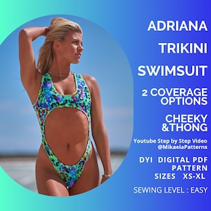 PDF Sewing Pattern Trikini Swimsuit, Swimwear, One Piece, XS-XL, (us Letter/A4/A0)