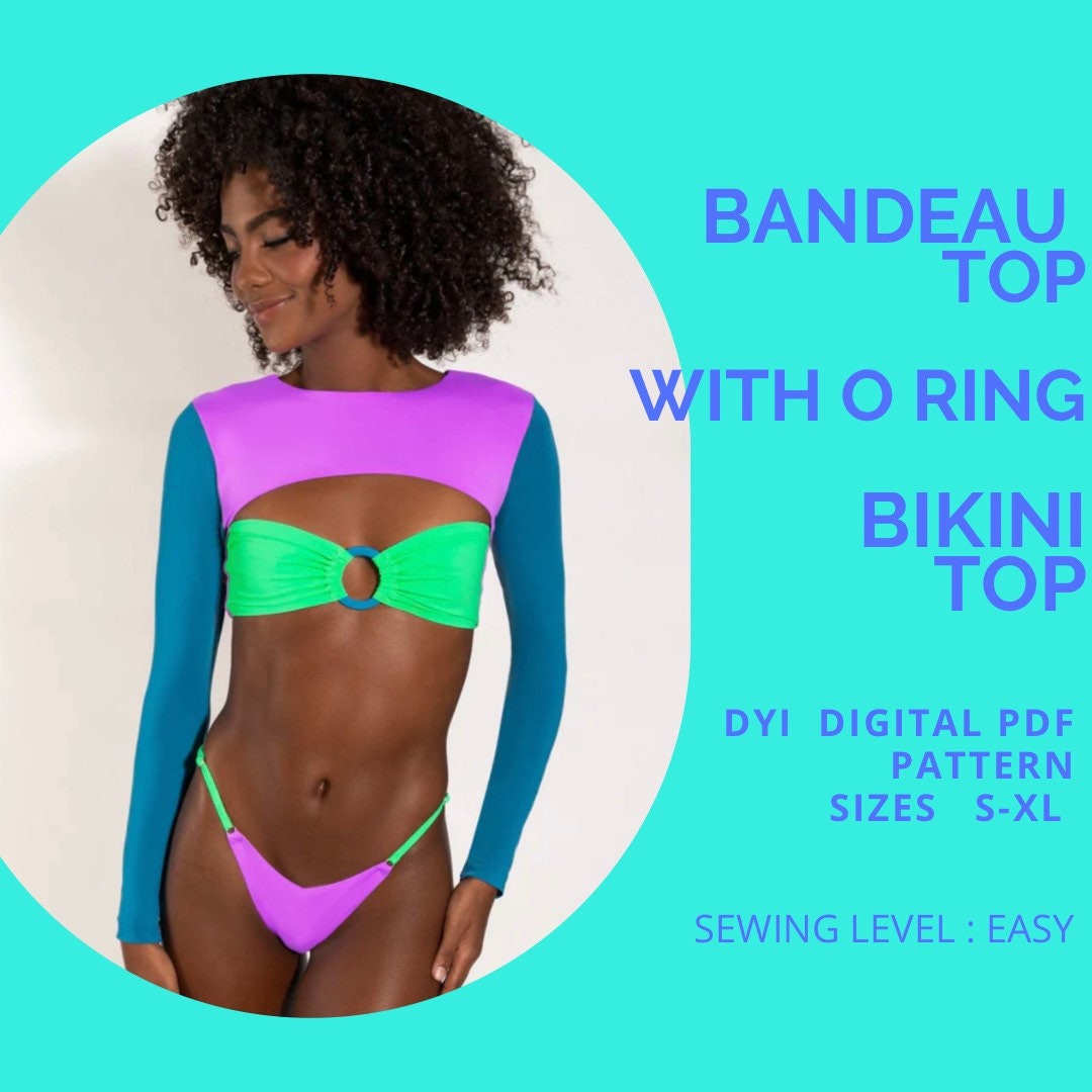 PDF BIKINI Pattern Bandeau Top With O ring Bikini Sewing Pattern